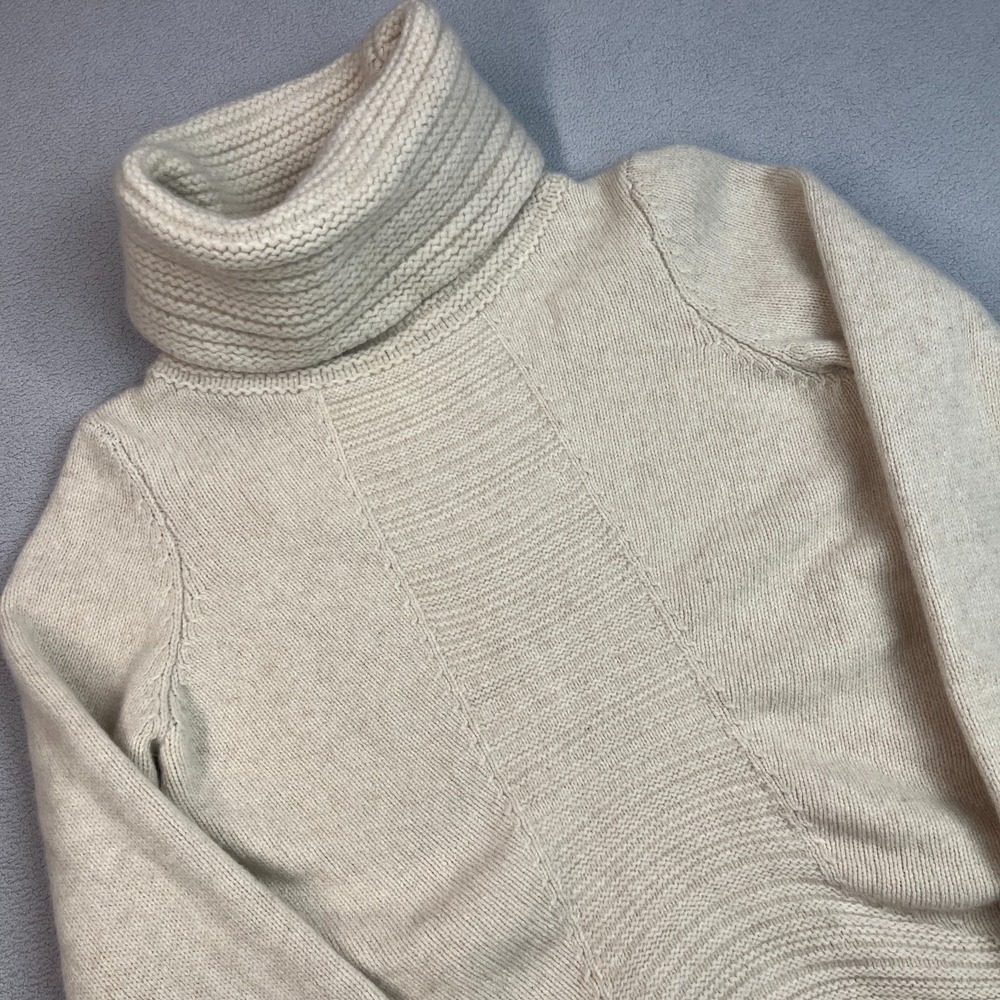 Boss Orange Wool Turtleneck Sweater Womens S Ivory Quiet Luxury Minimalist